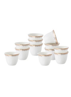 Buy A set of gilded white porcelain Arabic coffee cups, 12 pieces in Saudi Arabia