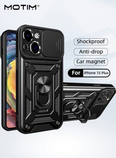 Buy Kickstand Case for iPhone 15 Plus, iPhone 15 Plus Case with Slide Lens Cover & Built-in 360° Rotate Ring Stand Magnetic Magnet Protective Phone Cover Case for iPhone 15 Plus 6.7 inch 2023 in UAE