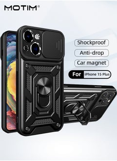 Buy Kickstand Case for iPhone 15 Plus, iPhone 15 Plus Case with Slide Lens Cover & Built-in 360° Rotate Ring Stand Magnetic Magnet Protective Phone Cover Case for iPhone 15 Plus 6.7 inch 2023 in UAE