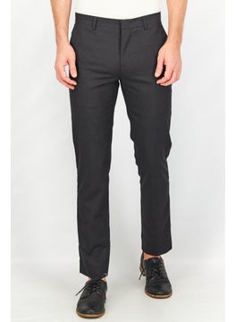 Buy Men Regular Fit Textured Dress Pants, Navy in Saudi Arabia