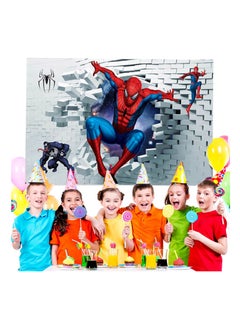 اشتري Spider Man Cartoon Wall Background Cloth Home Decoration Party Bedroom Living Room Office Background Hanging Cloth 100X150CM في السعودية