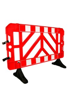 Buy BERRY Traffic Safety 1.5 Meter Plastic Barricade Red | Safety Barrier with Easy Attachable Sign Board and Warning Light Socket 90° Swivel Foots Easy Stackable Barricade for Schools Businesses in UAE