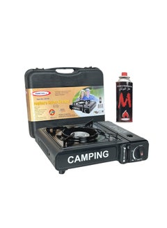 Buy Camping Stove with Box and 1-Pieces Butane Gas Cartridge Black in UAE