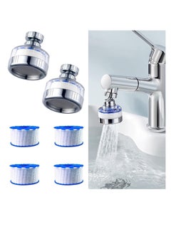 Buy Sink Filter Water Faucet 360° Rotating Faucet Filters Purifier Kitchen Tap Filtration Removes Chlorine Fluoride Heavy Metals Hard Water for Home Bathroom Kitchen 2 Pack in Saudi Arabia