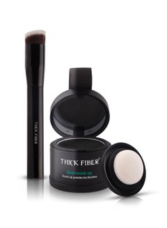 Buy THICK FIBER Root Touch Up Powder, (Black) Root Cover Up Hairline Powder for Thin Hair - Water & Sweat Resistant Hair Loss Concealer Set with Hair Powder for Thinning Hair Women, Includes Brush in UAE
