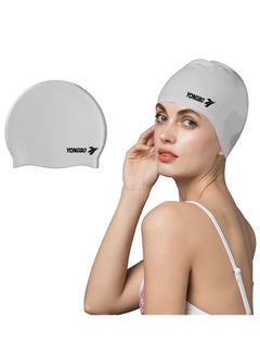 Buy Silicone Swimming Cap Waterproof For Kids & Adults,  Grey in Egypt