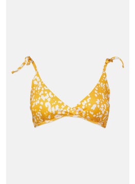 Buy Women Animal Print Lightly Padded Bikini Top, Dark Yellow/White in UAE