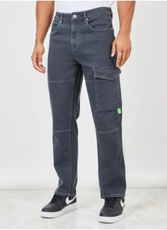 Buy Washed Cargo Relax Fit Jeans in Saudi Arabia