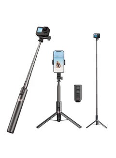 اشتري 51.2" Extendable Selfie Stick Tripod with Remote Control for GoPro Hero 11/10/9/8/MAX and Smartphone, Extension Aluminum Vlog Pole Monopod with Phone Holder Clip في الامارات