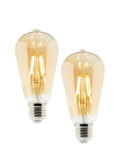 Buy 2 Pcs Vintage Edison Style LED Filament Bulb ST64 6W Light 2700K Warm White E27 B22 Amber Glass Dimmable LED bulb for Home Indoor Decoration, Interior, Chandelier, Room Decor And More in UAE