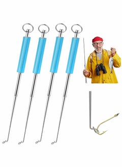 Buy Fishing Hook Remover, Portable Disgorger, with Silicone Handle Stainless Steel Unhooking Unhook Extractor Detacher Disgorger Puller, 4 Pieces Blue in UAE