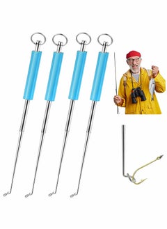 اشتري Fishing Hook Remover, Portable Disgorger, with Silicone Handle Stainless Steel Unhooking Unhook Extractor Detacher Disgorger Puller, 4 Pieces Blue في الامارات