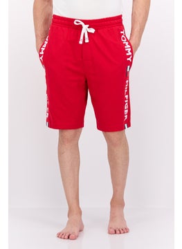 Buy Men Brand Logo Drawstring Pajama Shorts, Red Combo in UAE