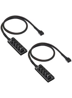 Buy 2PCS PWM Fan Hub for PC CPU Cooling, 4 PIN/3PIN Fan Power Cable Hub Splitter Sleeved PWM Case Fan Splitter with Sleeved Cable for Desktop Computer Cooler Case Fans 1 to 5 Way (15.7 Inch) in UAE