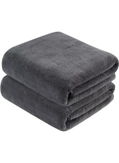 Buy Microfibre Bath Towel, Set Of 2 Large Bath Sheets, Soft And Absorbent, Large Size Bath Towel For Pool, Gym, Camping, Yoga, Travel, Dark Grey in Saudi Arabia