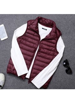 Buy 2023 Mens Lightweight Down Vest Casual Plus Size Autumn Wine Red men's vest in UAE