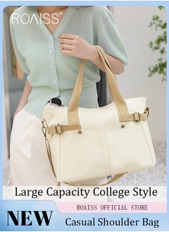 Buy Large Capacity Shoulder Bag  Durable Macaron Color Scheme Smooth Zipper Solid Color Tote Bag in UAE