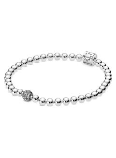 Buy PANDORA Jewelry Beads and Pave Cubic Zirconia Bracelet in Sterling Silver in UAE