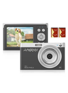 Buy Andoer Compact 4K Digital Camera Video Camcorder 50MP 2.88Inch IPS Screen Auto Focus 16X Zoom Anti-shake Face Detact Capture Built-in Flash with 2pcs Batteries Carry Bag Wrist Strap for Kids Teens in Saudi Arabia