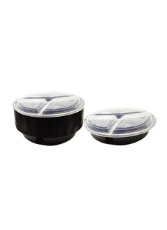 Buy Microwave Container Black Round With Lid 348 Ounces Pack of 24 Pieces. in UAE