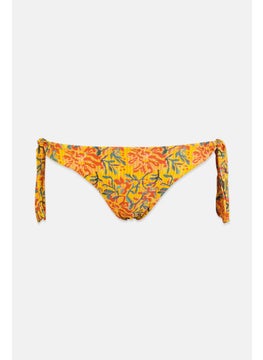 Buy Women Allover Print Bikini Bottom, Yellow in Saudi Arabia