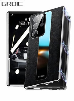 Buy Magnetic Case for Samsung Galaxy S22 Ultra, Magnetic Tempered Glass Double-Sided Phone Case for S22 Ultra with Screen Protector, Leather Back Cover with Camera Cover for Galaxy S22 Ultra 5G-Black in Saudi Arabia