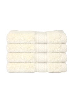 اشتري Hotel Linen Klub LUXURY PACK of 4 Face Towel - 100% Cotton 650 GSM Terry Dobby Border Ring Spun - Super Soft ,Quick Dry,Highly Absorbent ,Size: 30x30cm,Cream في الامارات