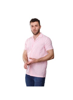 اشتري Coup Strip Shirt For Men - Regular Fit - Pink & White في مصر