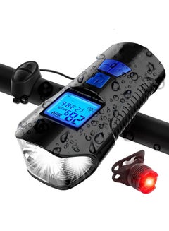Buy SYOSI Bike Light Set, Bicycle Headlight and Taillight with Speedometer, USB Rechargeable Waterproof Front Light and Tail Light, Bicycle Speedometer Fit All Mountain and Road Bike in UAE