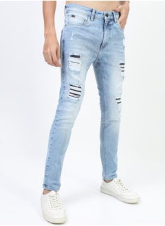 Buy Mid Rise Light Fade Distressed Jeans in Saudi Arabia