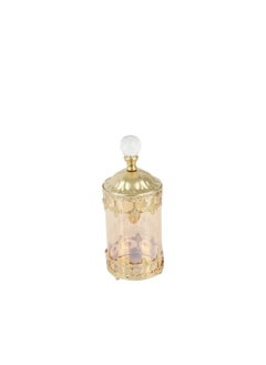 Buy Glass candlestick with gold base and lid in Saudi Arabia