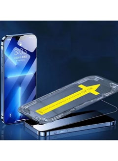 Buy iPhone 13 Pro Max Screen Protector with Easy Application Installation Frame for Perfect Fit, Anti-Scratch, 9H Surface Hardness Crystal Clear, Reinforcement Edge Auto Alignment Auto Adjustment in Box in UAE