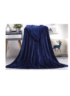 Buy Light weight Extra Soft King Size Solid Blanket all season Flannel Fleece Throw Blanket 200x230cm 100% Polyester-Blue in UAE