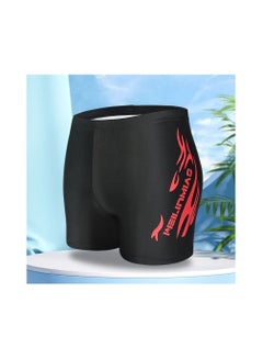 Buy Men's Swimming Trunks Beachwear Quick Dry Double Layer Beach Pants Gym Wear Fitness Workout Short Sports Running Boxer Swim Shorts Swimsuit Summer Pure Black/Red in UAE