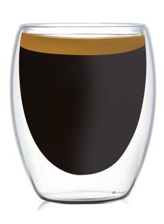 Buy Espresso Double Wall Glass Cup Set Clear 350ml in Saudi Arabia