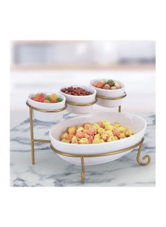 Buy 4"/9.25" 2 Tier Serving Stand Oval Serving Bowl with Metal Rack in UAE