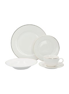 Buy 20-Piece Premium Quality Gold Rim Dinner Set White GOD2-BCN in Saudi Arabia