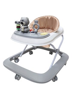 Buy Baby Walker with 3 Height Adjustable & Tray Multi-Function Anti-Rollover Foldable and Musical Toy Bar for 6-18 Months in Saudi Arabia