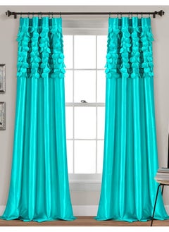 Buy Lush Decor Circle Dream Window Curtains Panel Set For Living Dining Room Bedroom Pair, 84 In X 54 In, Turquoise in UAE