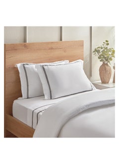 اشتري Grande Affordables White Haven Voul 3-Piece Twin Striped Cotton Comforter Set 220 x 160 cm في الامارات