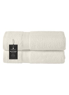 Buy Premium 100 % Combed Cotton 2-Pcs Bath Towel Set (70 X 140 CM) 600 GSM Large Towel, Highly Absorbent, Quick Dry,Best Towel for Bathroom, Spa And Hotel,Ivory in UAE