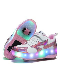Buy LED Flash Light Sneaker Skate Shoes with Wheels USB Charging Roller Skates Shoes for Kids in Saudi Arabia