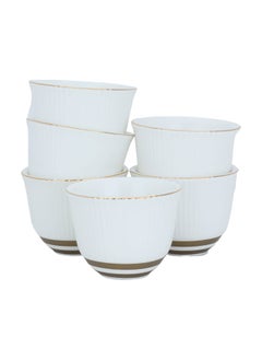 Buy A set of white and gold porcelain coffee cups, 12 pieces in UAE