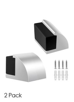 اشتري Door Stop Floor Door Stopper for Skirtings Stainless Steel Modern Chrome Rubber Door Wall Protector Floor Mounted Doorstop with Screws Protect Walls and Doors 2 Pack（Aluminium White） في السعودية