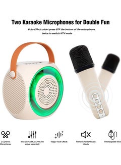 Buy DMG Mini Karaoke Machine  Wireless Bluetooth Karaoke Microphone Portable Bluetooth Speaker with 2 Wireless Microphone with LED Lights, Gifts for Kids and Adults in Saudi Arabia