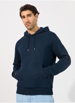 Buy Regular Fit Basic Hoodie with Kangaroo Pocket in Saudi Arabia