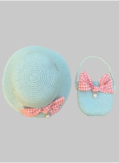 Buy The Girl Cap Straw Hat & Shoulder Bag Set Summer Hat for Kids Outdoor Party Dress Up Set - Girls Wide Brim Set of 2 Pcs in UAE