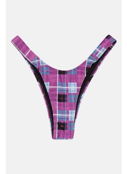 Buy Women Plaid Bikini Bottom, Purple Combo in UAE