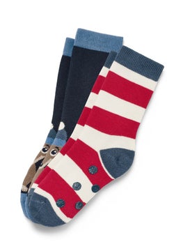 Buy Toddlers Boy 2 Pairs Graphic Socks, Navy/Red Combo in UAE