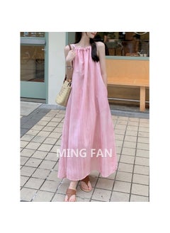 Buy Summer Pink Halter Maxi Dress, Beach Vacation Outfit Pink in Saudi Arabia